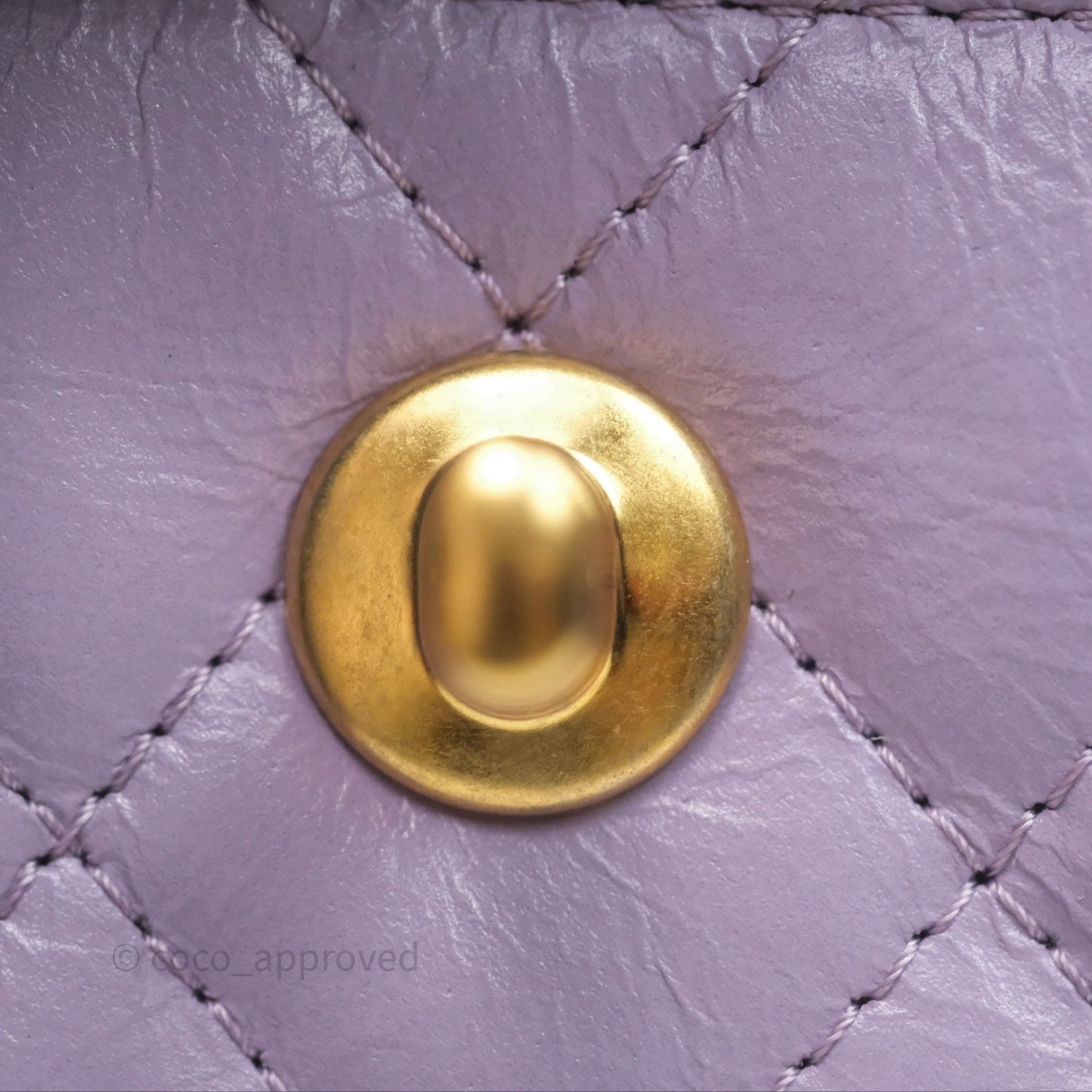 Chanel Mini Nano Kelly Bag Purple Shiny Calfskin Aged Gold Hardware