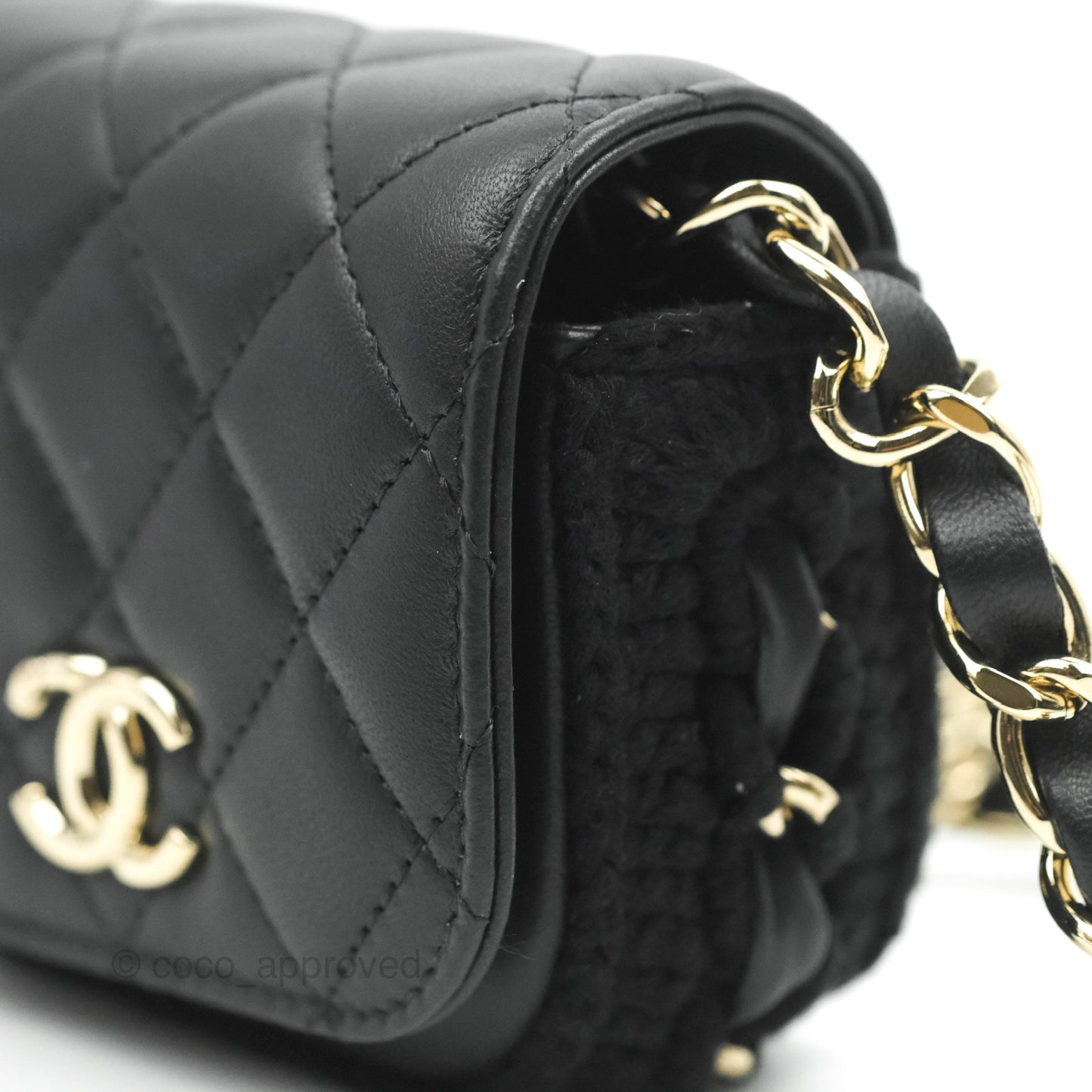 Chanel Mini Bag Black Lambskin Crochet Gold Hardware 22C