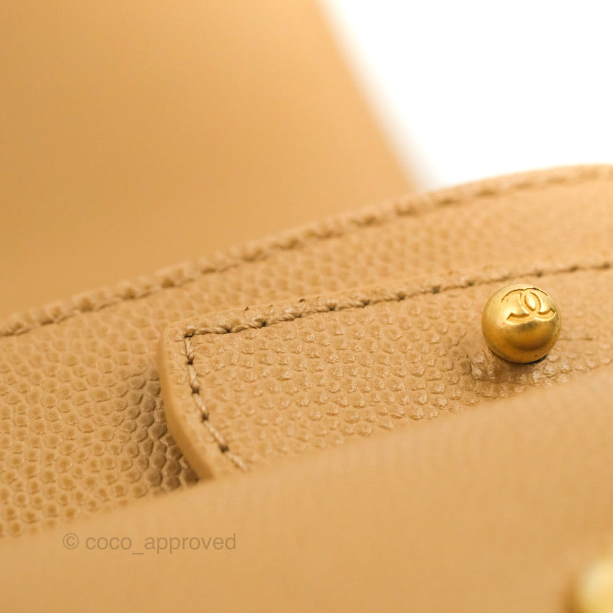 Chanel Mini Messenger Bag Beige Caviar Gold Hardware 21K