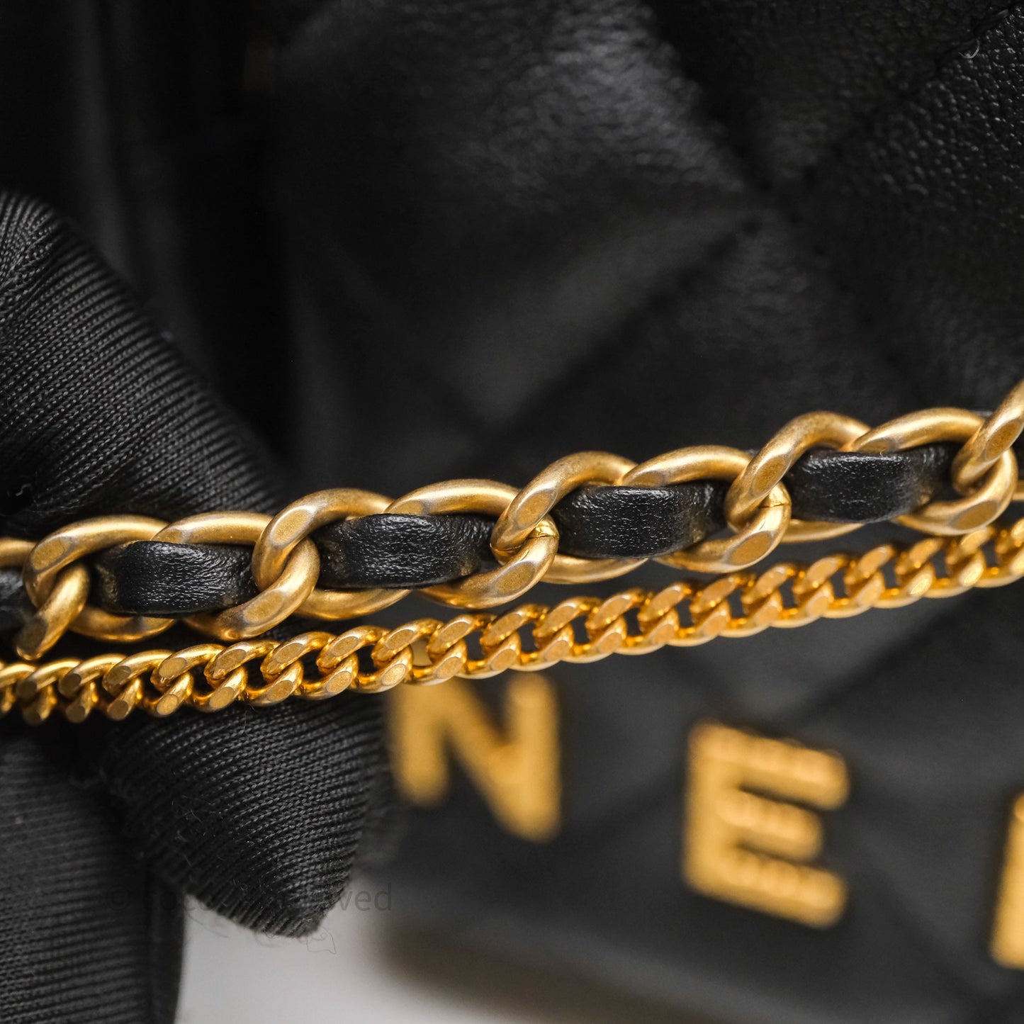 Chanel Small Camera Case Quilted Black Calfskin Aged Gold Hardware 22C