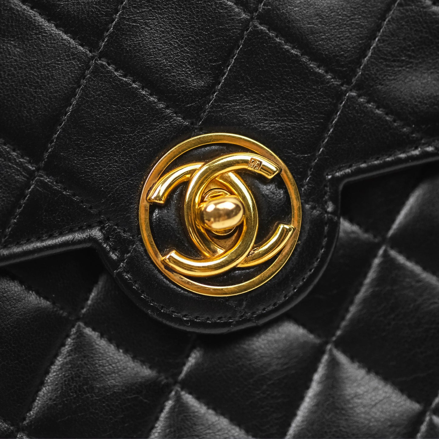 Chanel Vintage Mini Circled CC Flap Bag Black Lambskin 24K Gold Hardware