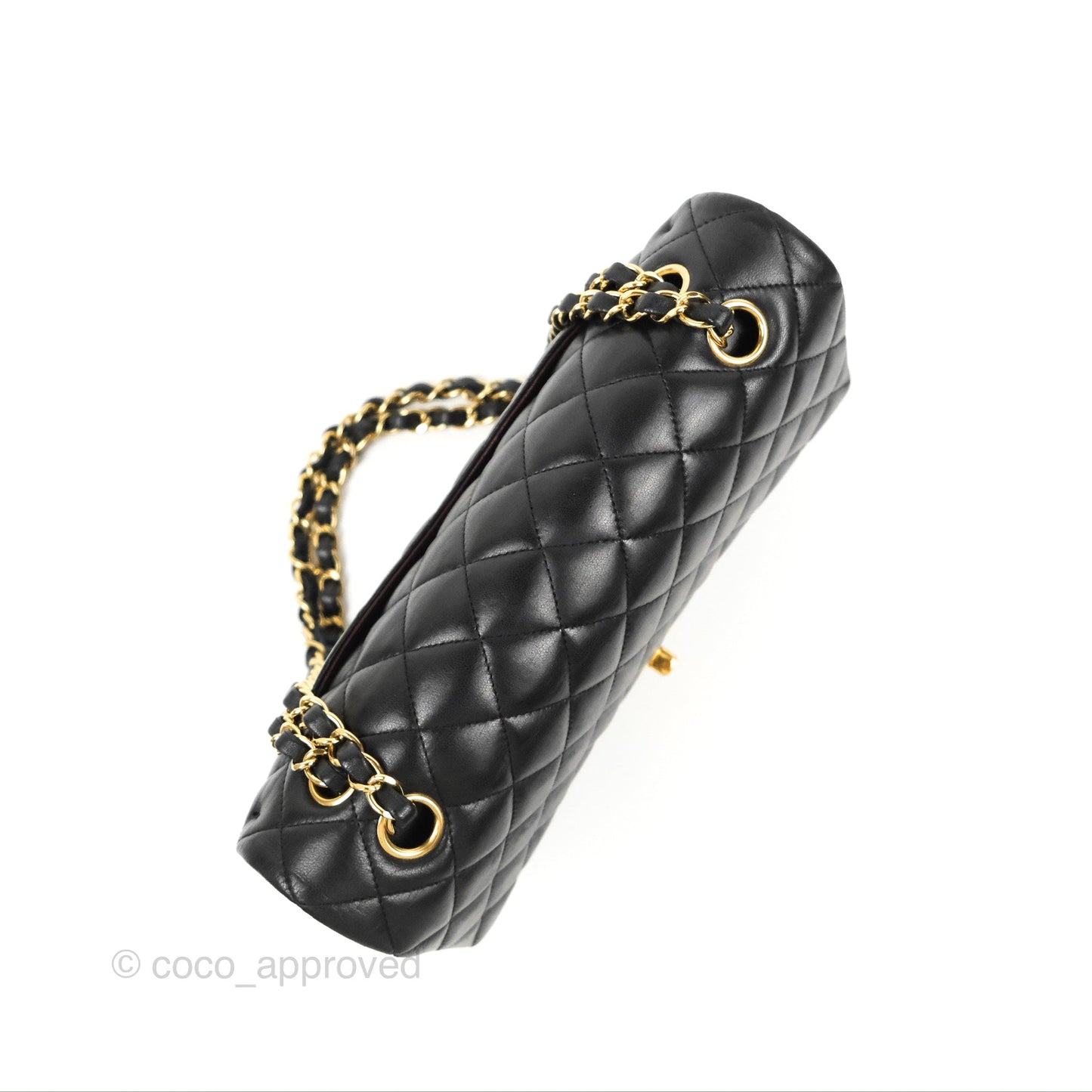 Chanel Classic M/L Medium Flap Quilted Black Lambskin Gold Hardware