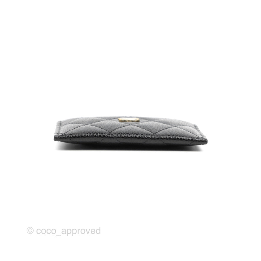 Chanel Classic Flat Card Holder Black Caviar Gold Hardware
