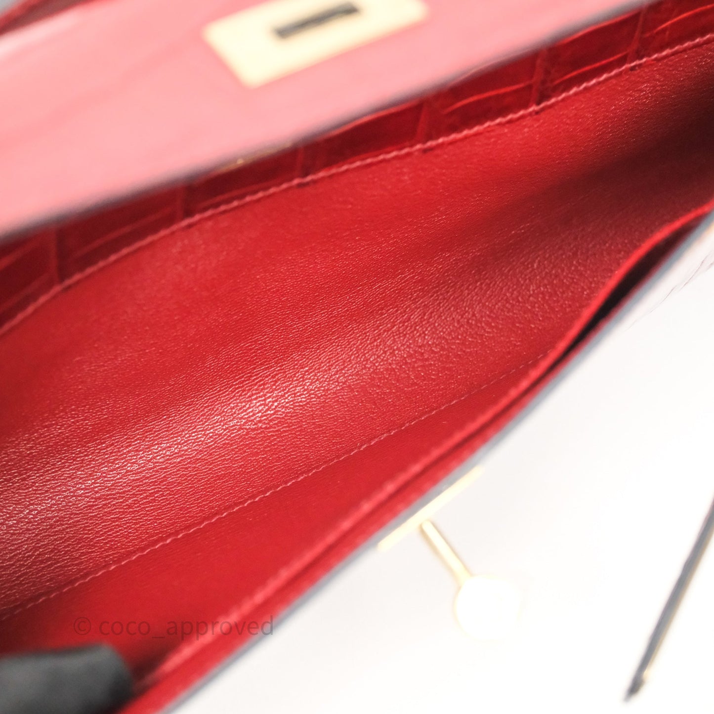 Hermes Kelly Cut Rouge H Shiny Niloticus Crocodile Gold Hardware