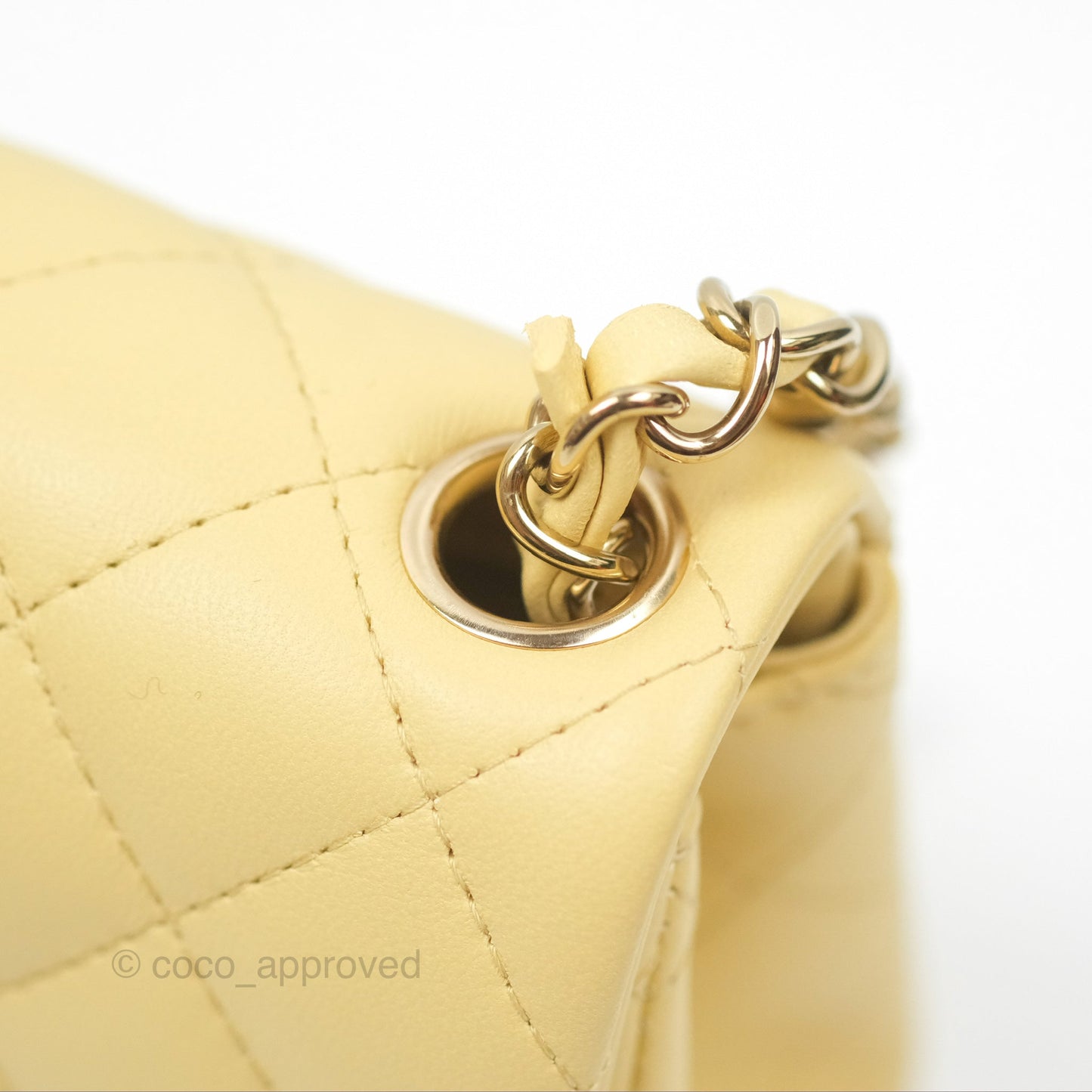 Chanel Mini Square Quilted Yellow Lambskin Gold Hardware