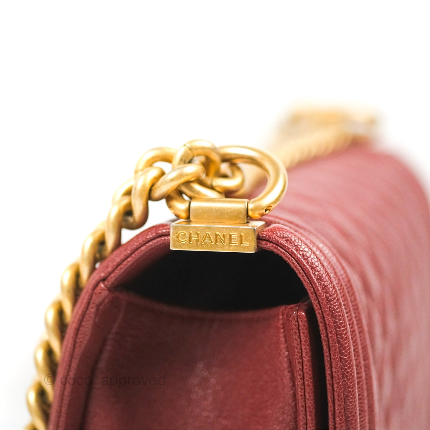 Chanel Quilted Medium Boy Burgundy Caviar Aged Gold Hardware
