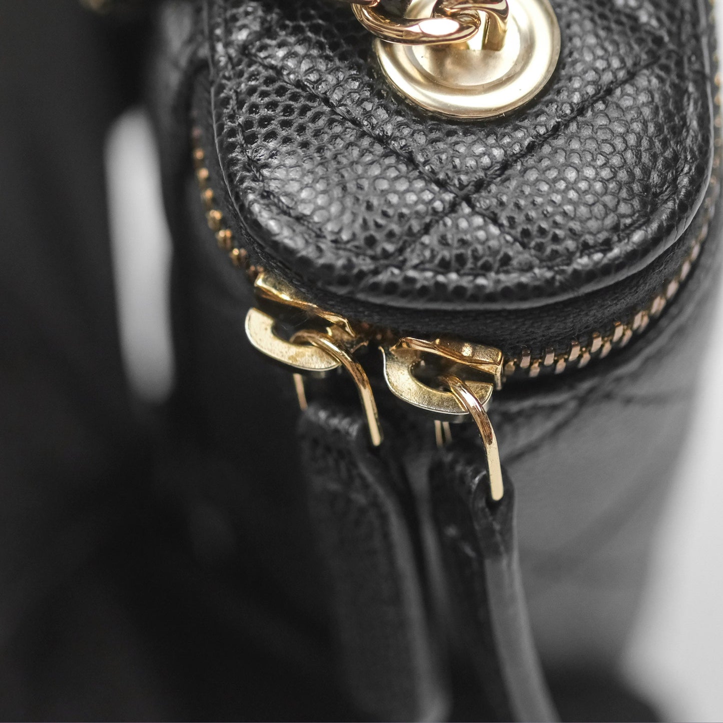 Chanel Classic Mini Vanity With Chain Black Caviar Gold Hardware