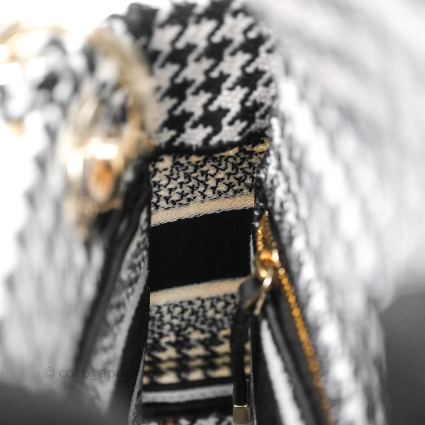 Christian Dior Mini Lady D-Lite Bag Black White Houndstooth