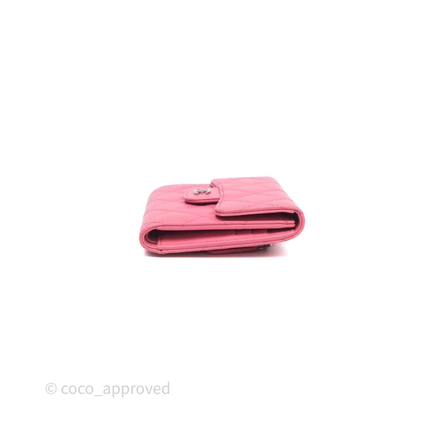 Chanel Classic Flap Wallet Pink Lambskin Silver Hardware