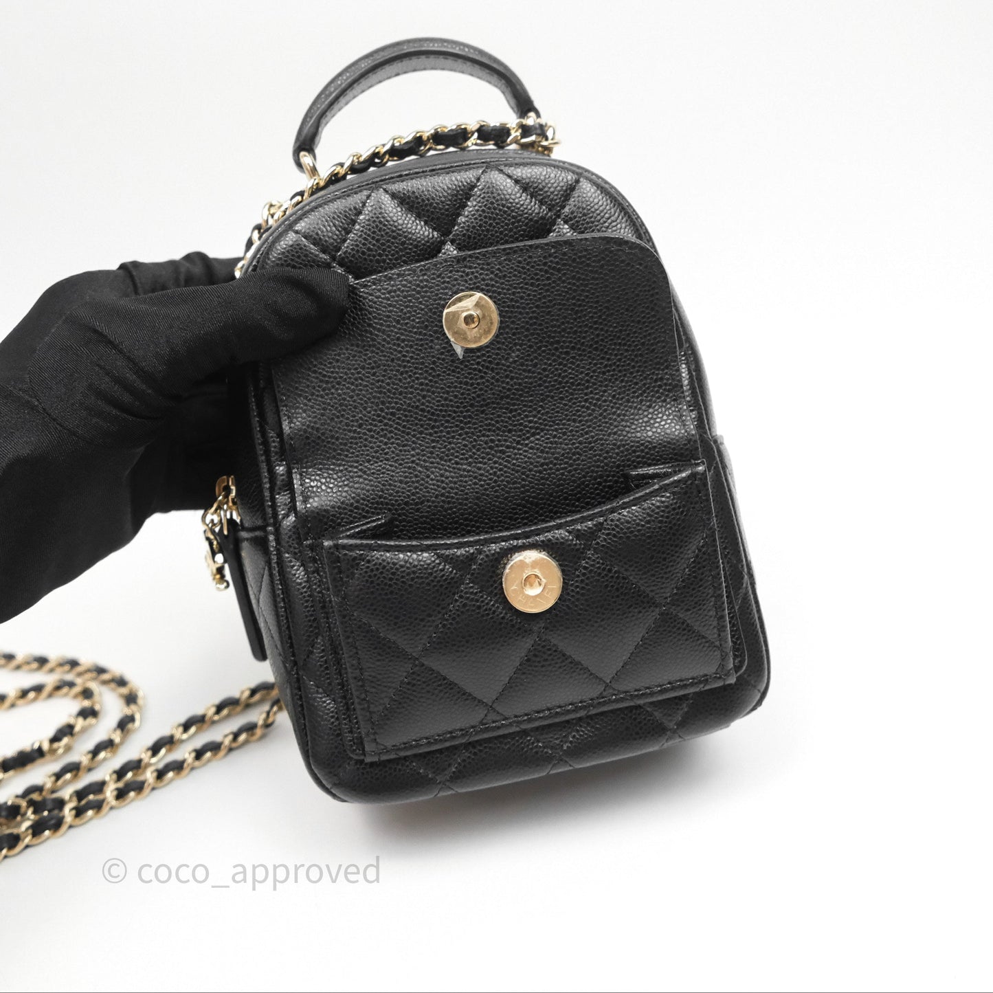 Chanel Classic Mini Backpack Black Caviar Gold Hardware
