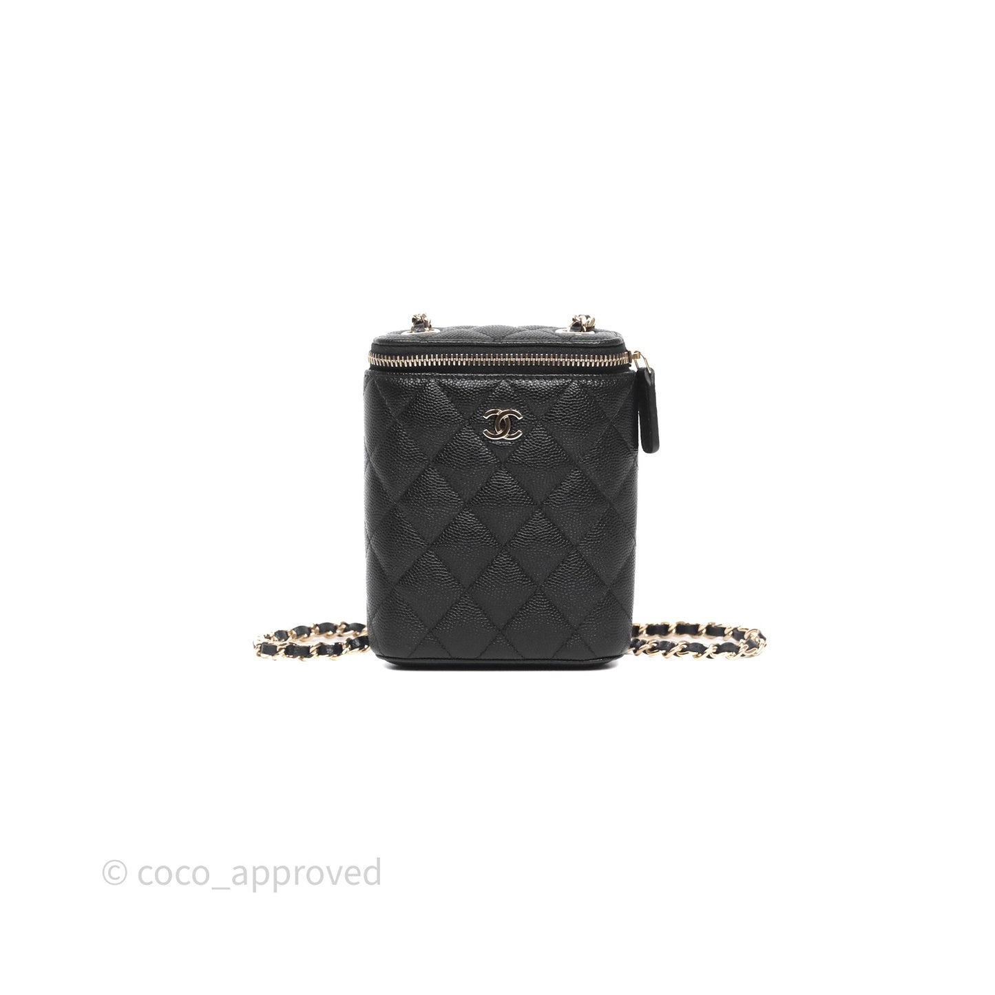 Chanel Classic Mini Vanity With Chain Black Caviar Gold Hardware
