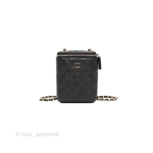Chanel Classic Mini Vanity With Chain Black Caviar Gold Hardware
