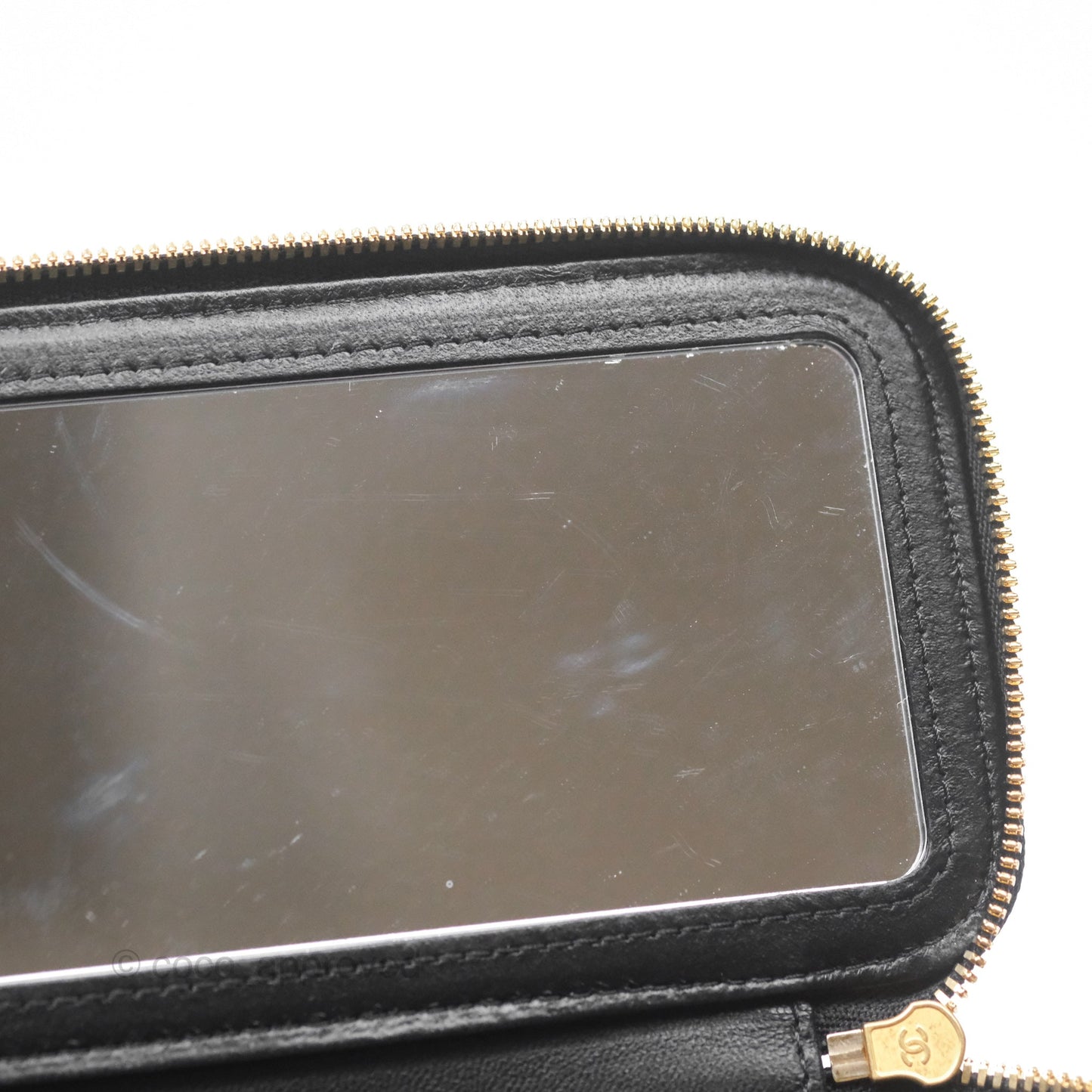 Chanel Vanity with COCO Heart Chain Black Lambskin Aged Gold Hardware