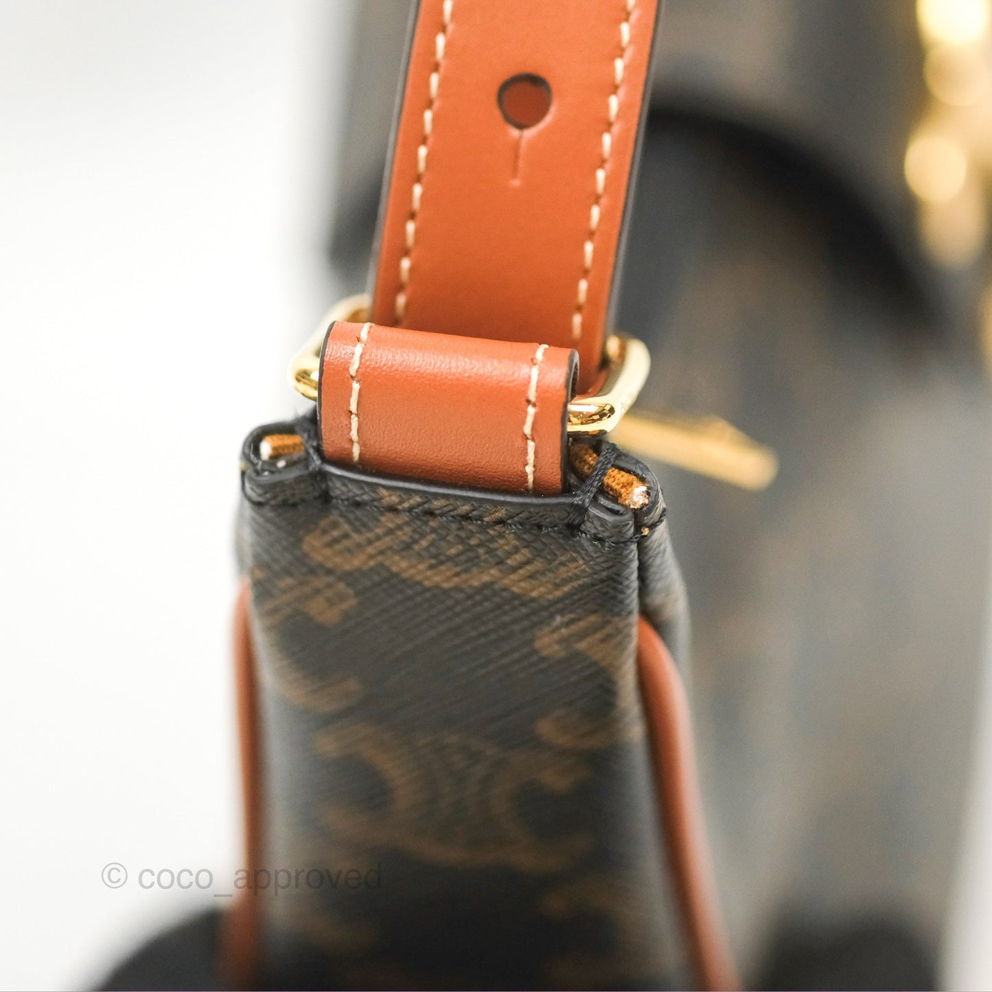 Celine Medium Ava Triomphe Bag Triomphe Canvas Tan Calfskin