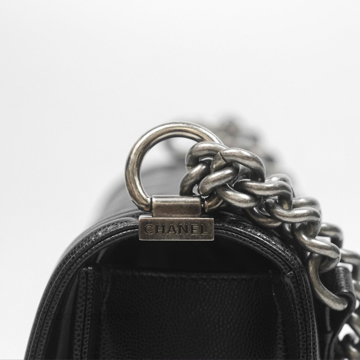 Chanel Quilted Medium Boy Black Caviar Ruthenium Hardware