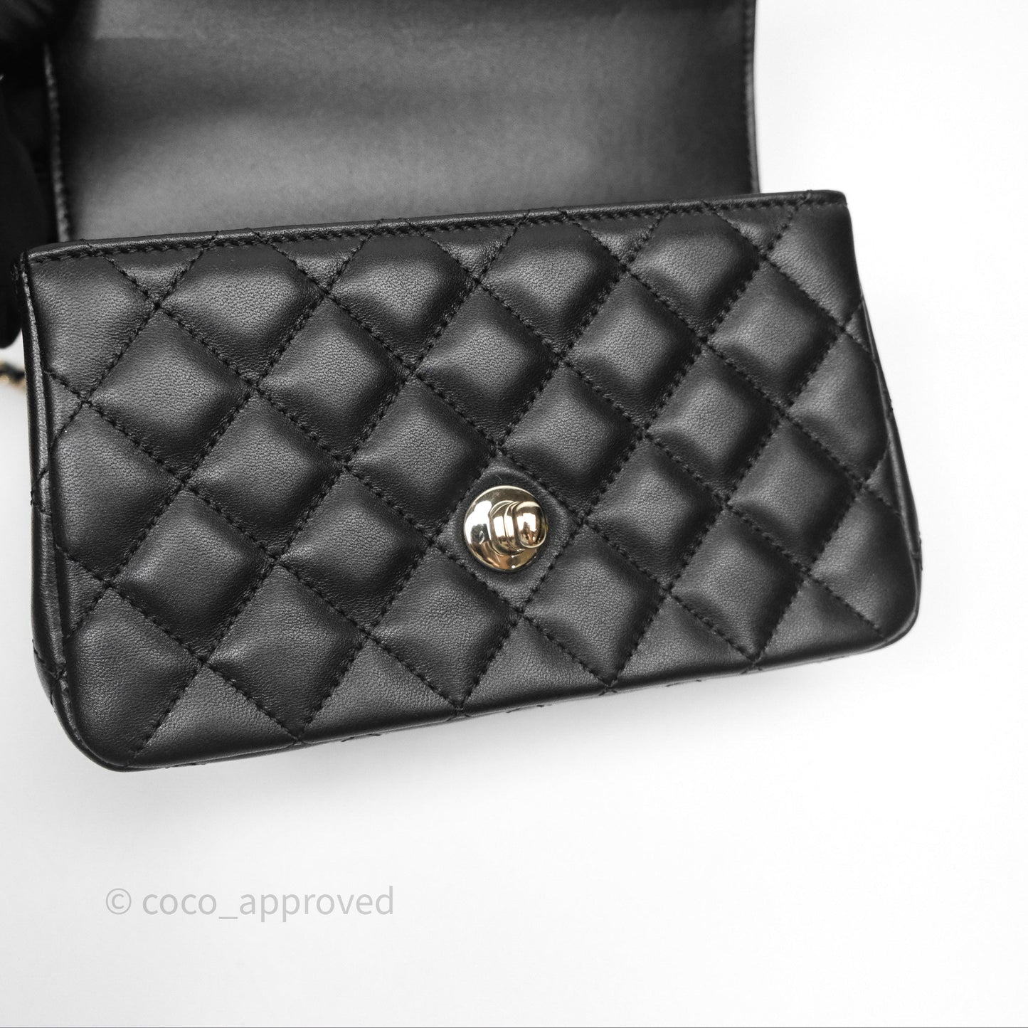 Chanel Crystals Top Handle Mini Rectangular Flap Bag Black Lambskin Gold Hardware