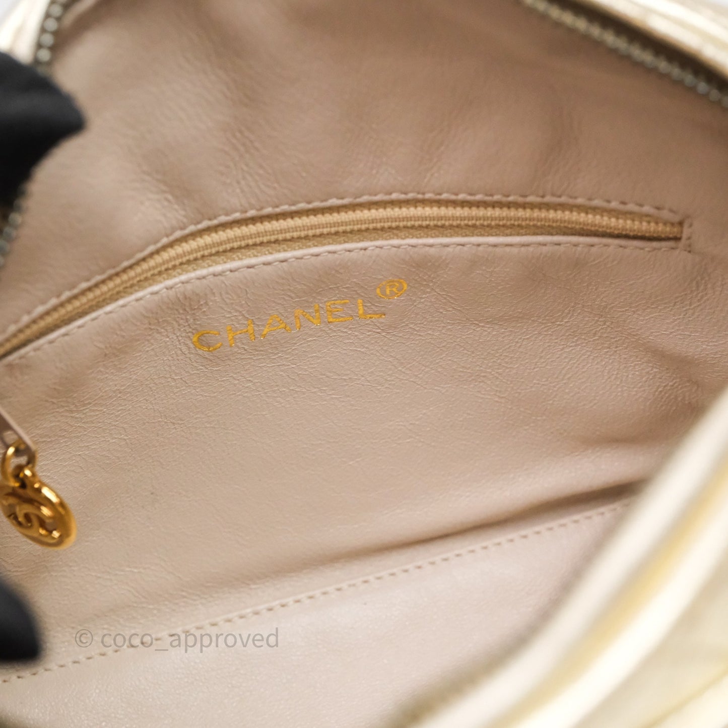 Chanel Vintage Camera Bag Gold Lambskin Gold Hardware