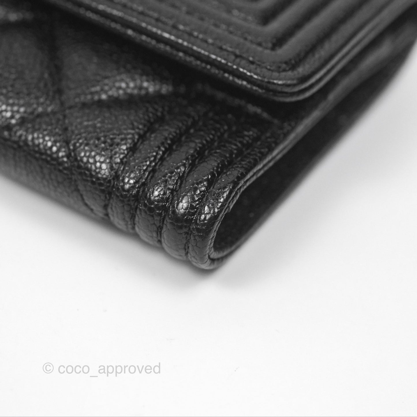 Chanel Quilted Boy Flap Card Holder Black Caviar Gold Hardware