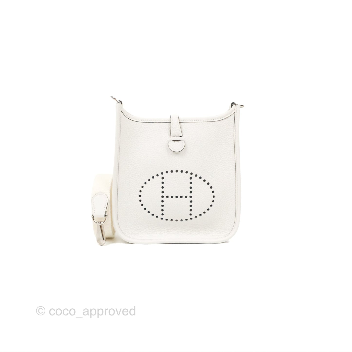 Hermès Mini Evelyne 16 New White Clemence Palladium Hardware