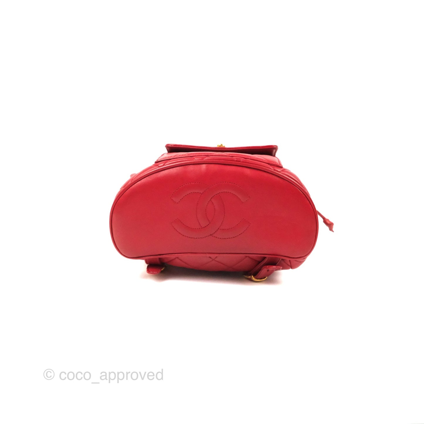 Chanel Vintage CC Duma Backpack Red Lambskin 24K Gold Hardware