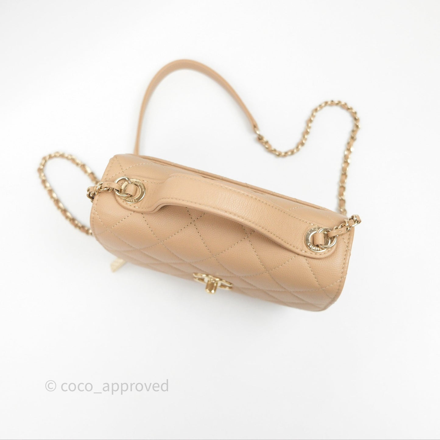 Chanel Quilted Small Business Affinity Flap Beige Caviar Gold Hardware