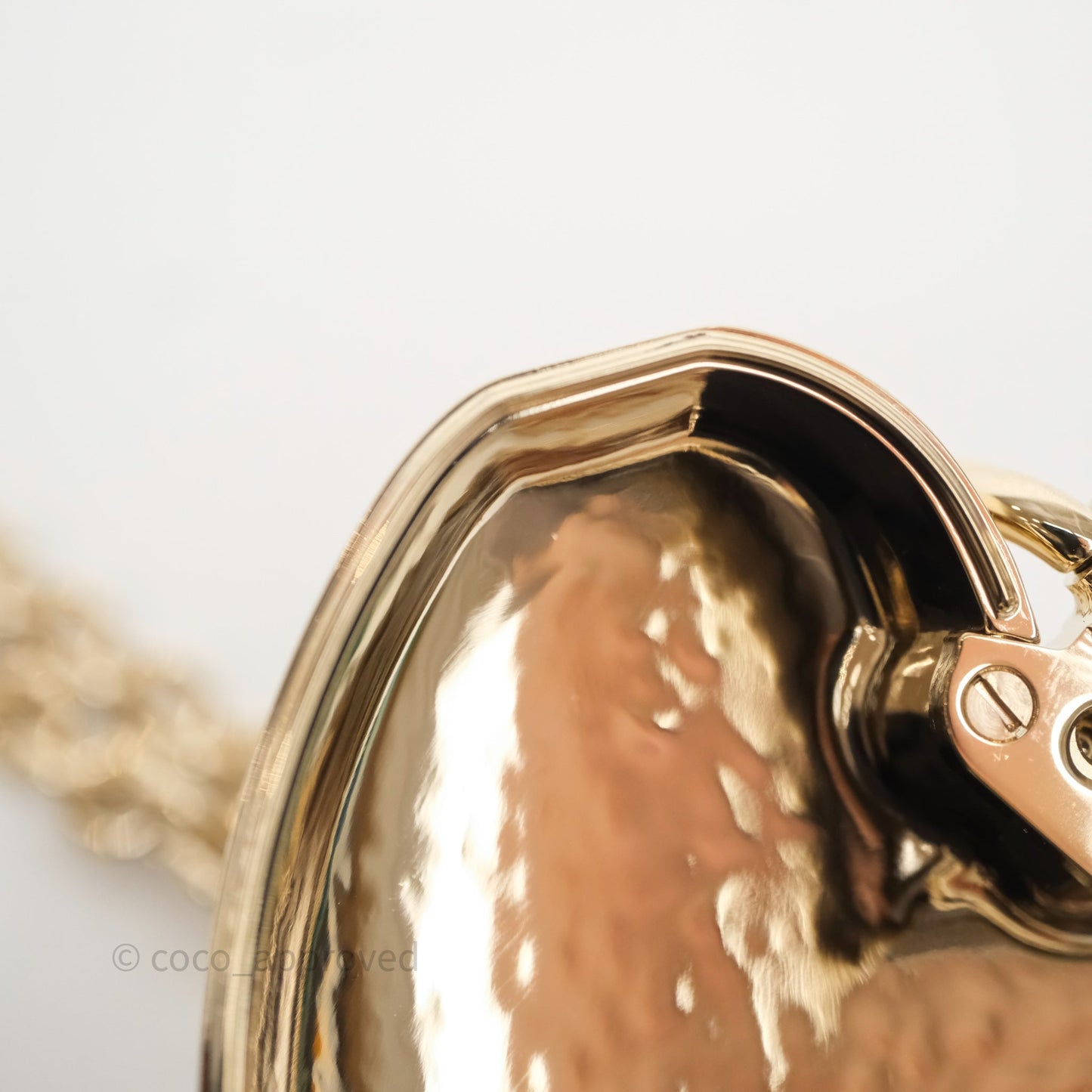 Chanel Metal CC Heart Locket Long Necklace Gold Tone 22C