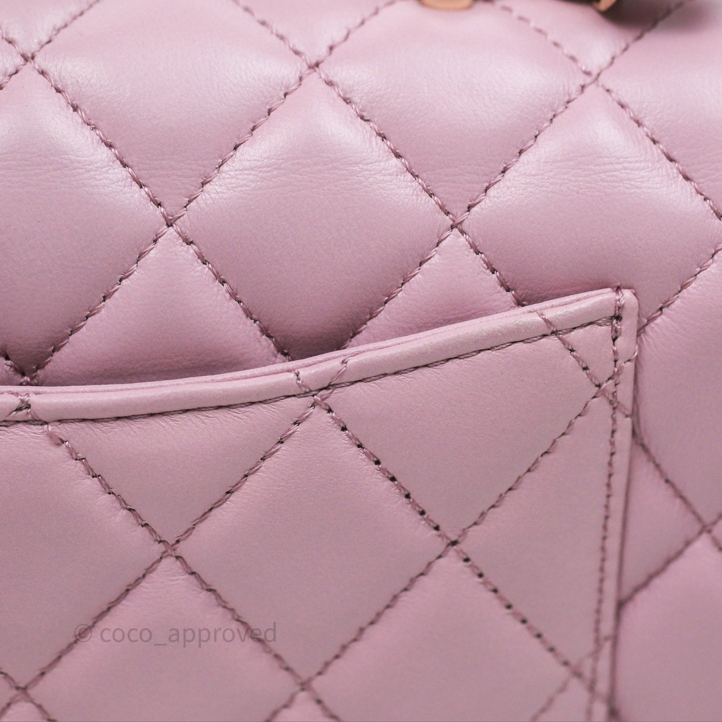 Chanel Logo Top Handle Mini Rectangular Flap Bag Pink Lambskin Gold Hardware