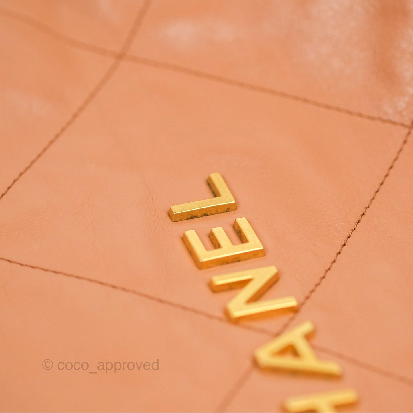 Chanel 22 Small Caramel Beige Shiny Calfskin Aged Gold Hardware