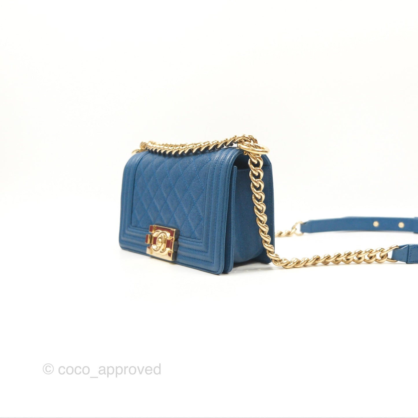 Chanel Small Boy Blue Caviar Gold Hardware