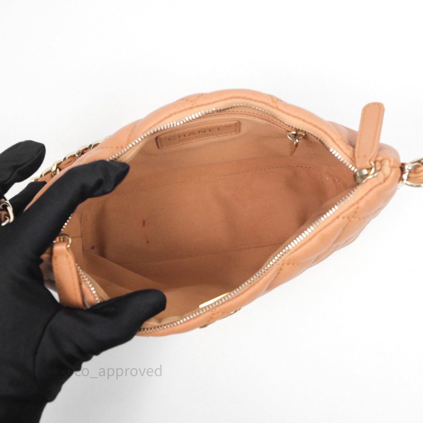Chanel Small Hobo Shoulder Bag Caviar Beige Gold Hardware
