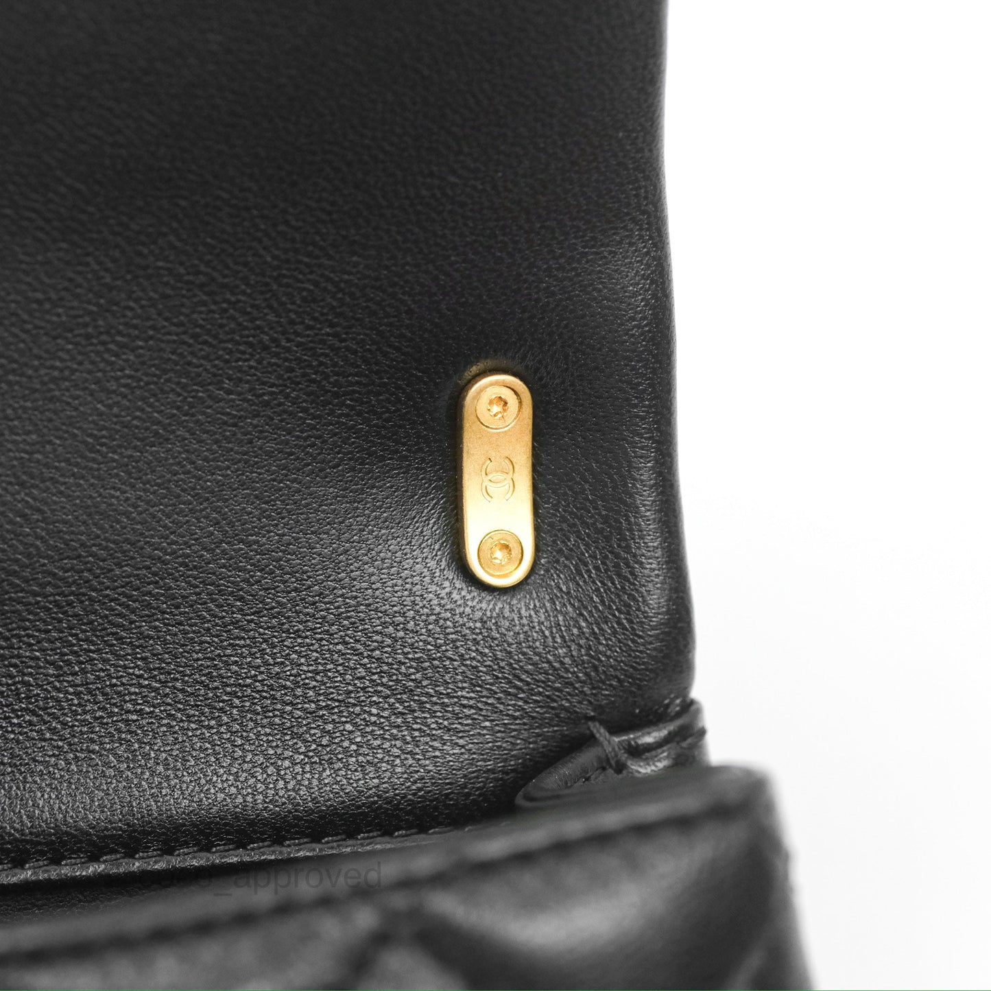 Chanel Mini Flap Bag with Pearl Chain Black Shiny Lambskin Aged Gold Hardware 24P