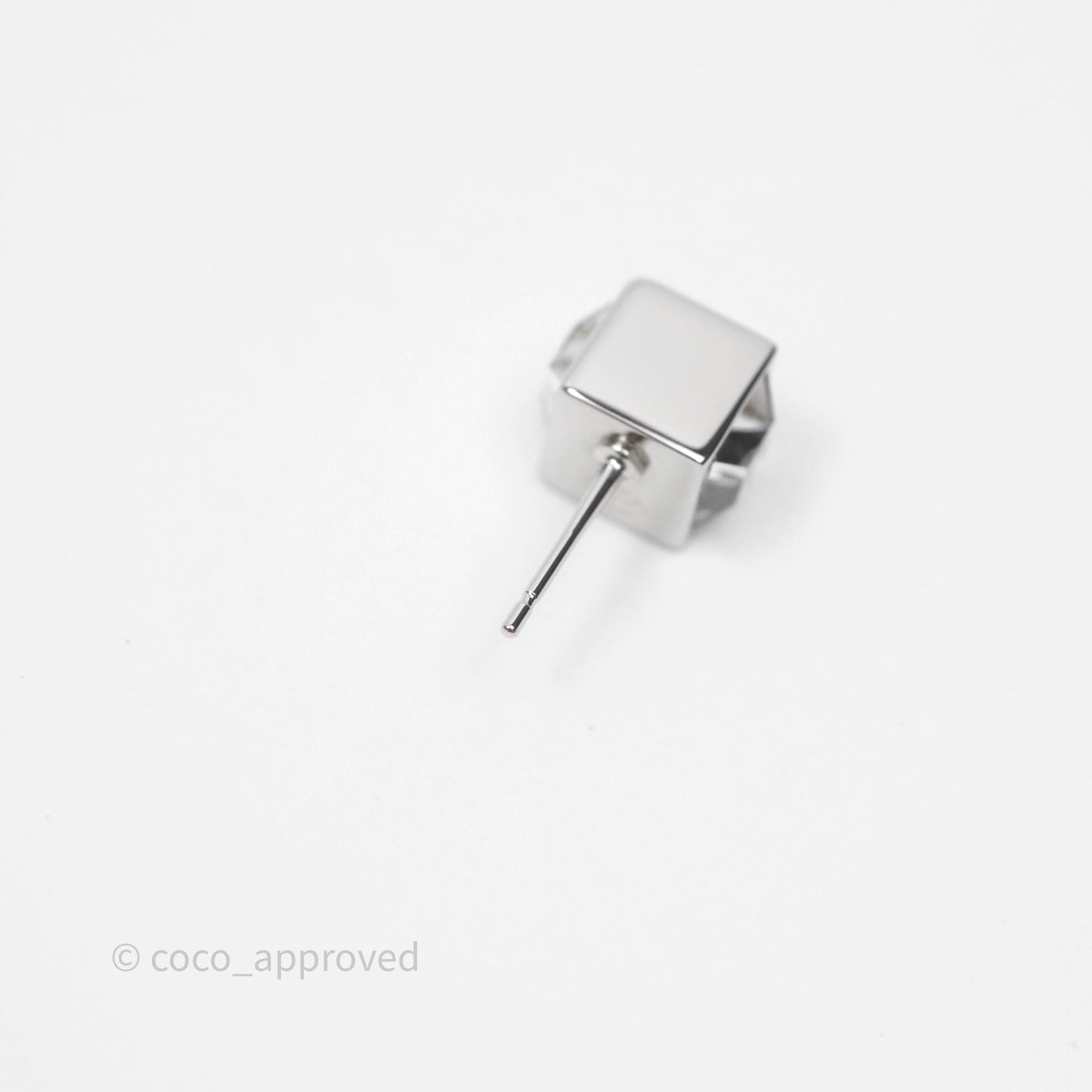 Chanel CC Crystal Square Mini Earrings Silver Tone 25C