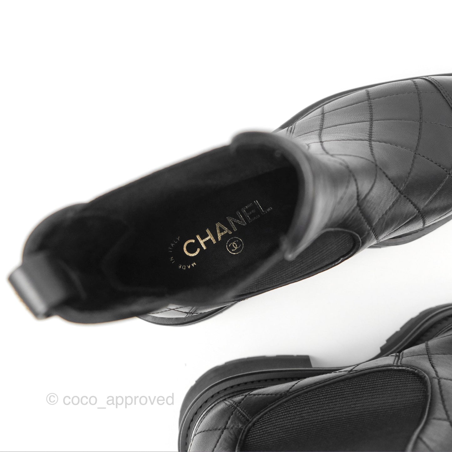 Chanel Ankle Boots Quilted Black Leather Size 39