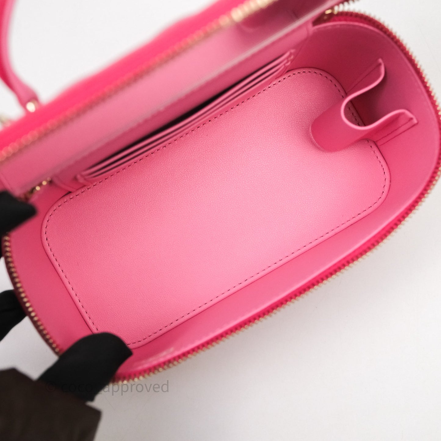 Chanel Vanity Rectangular Top Handle Pink Lambskin Gold Hardware