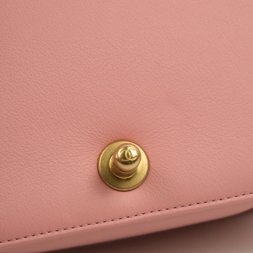 Chanel Small Quilted Boy Pink Calfskin Aged Gold Hardware