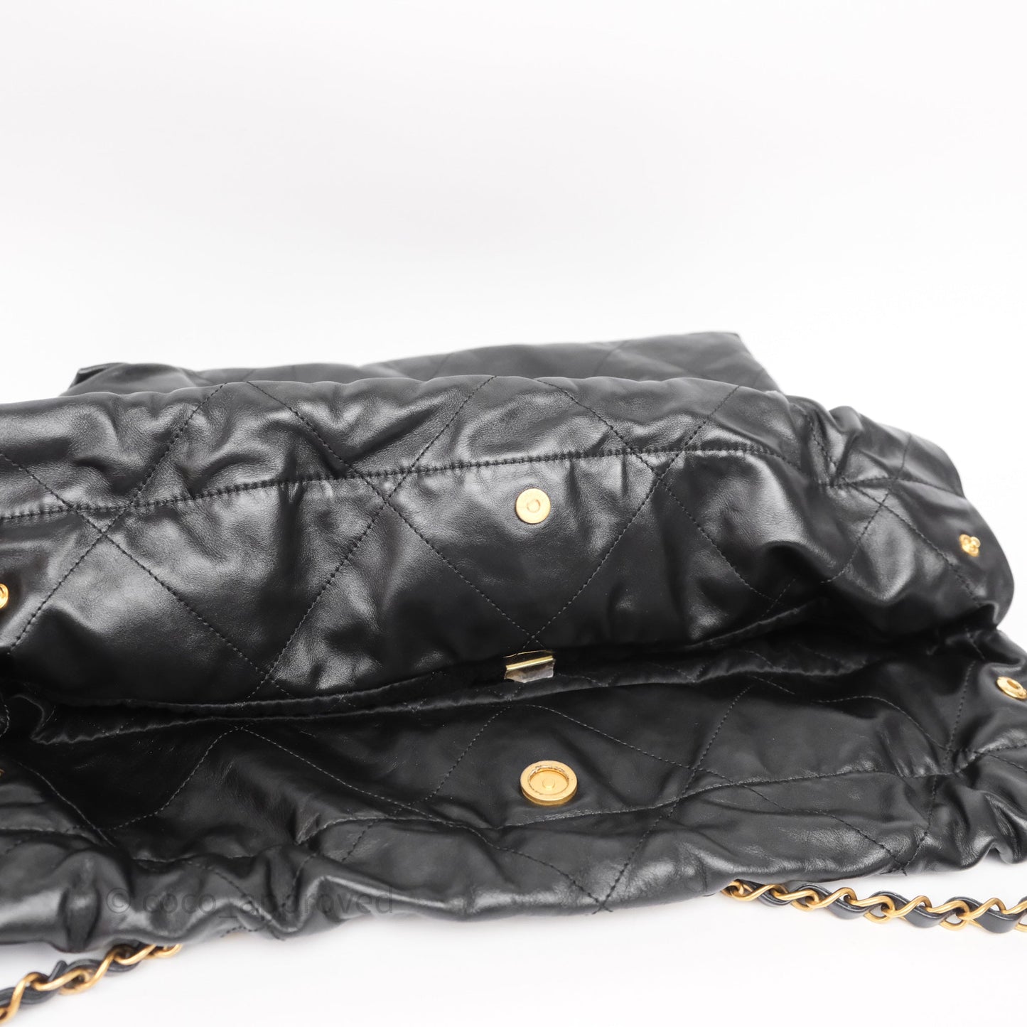 Chanel 22 Bag Medium Black Calfskin Aged Gold Hardware