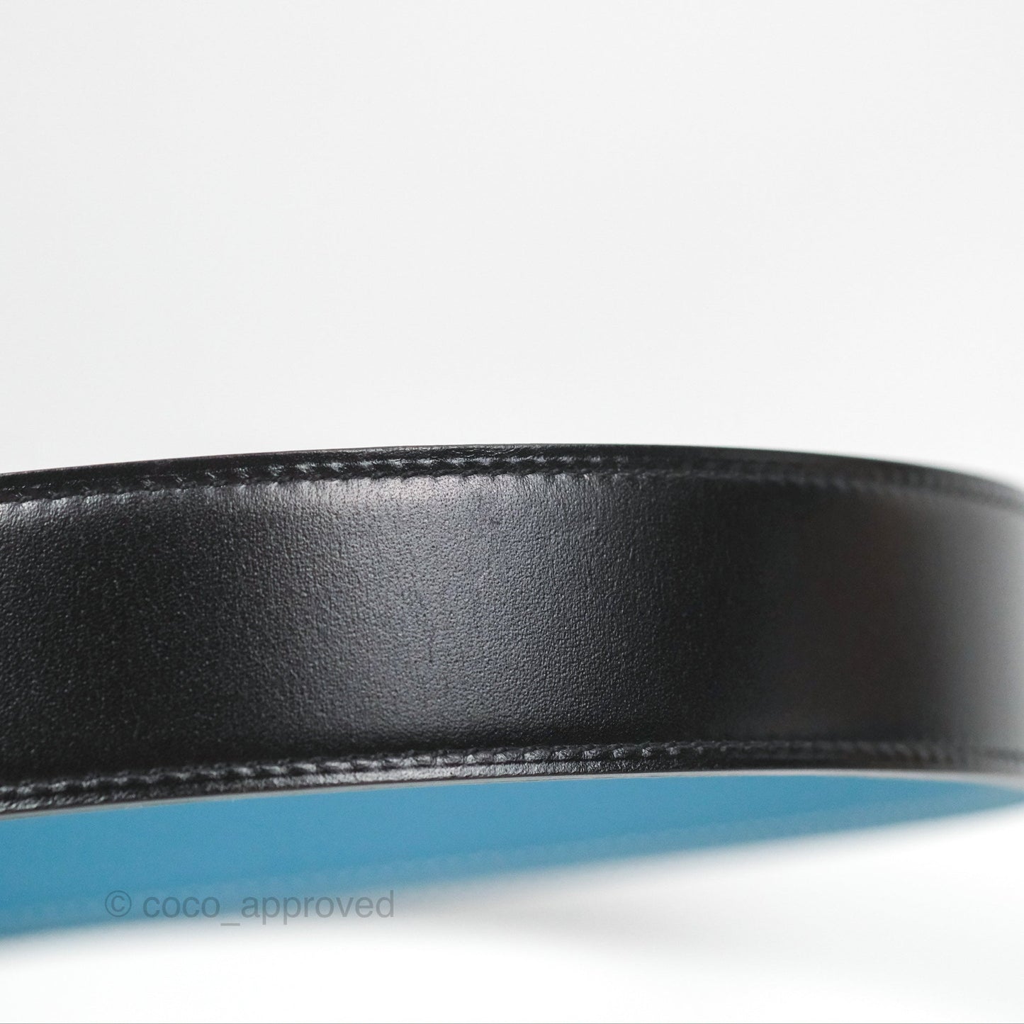 Hermès H Silver Belt Buckle & Reversible Blue Black