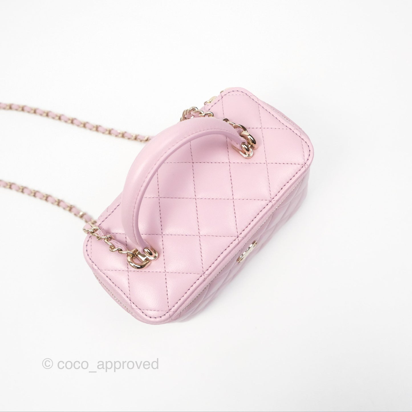 Chanel Vanity Rectangular Top Handle Lilac Pink Lambskin Gold Hardware