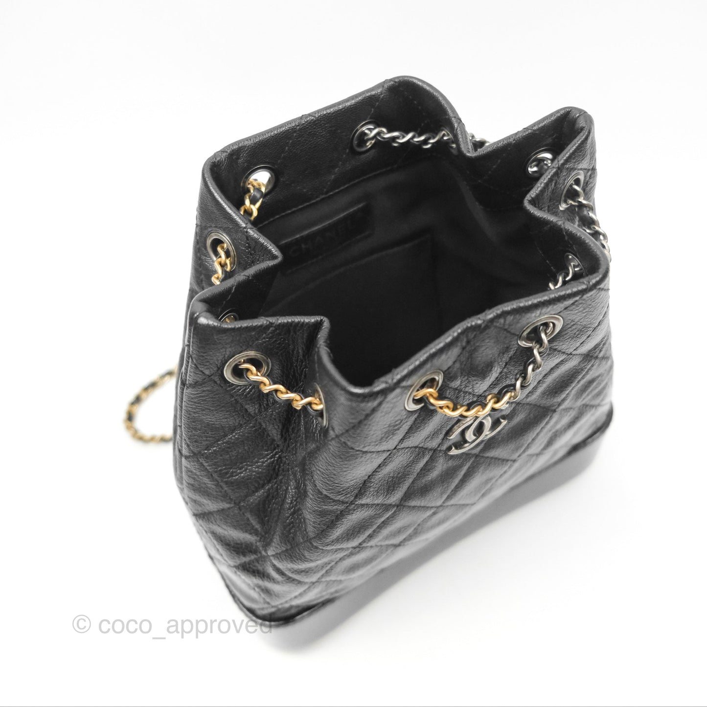 Chanel Small Gabrielle Backpack Black Patent Goatskin