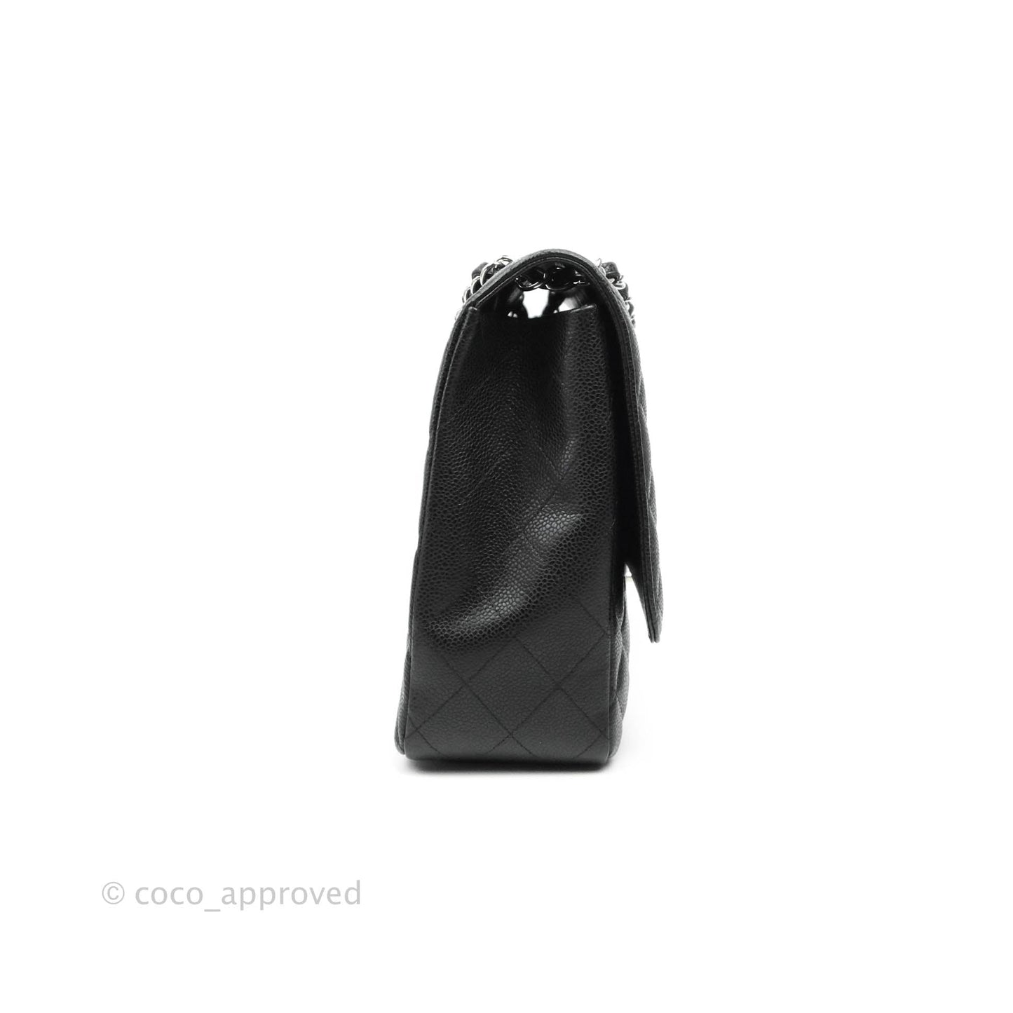 Chanel Single Flap Maxi Caviar Black Silver Hardware
