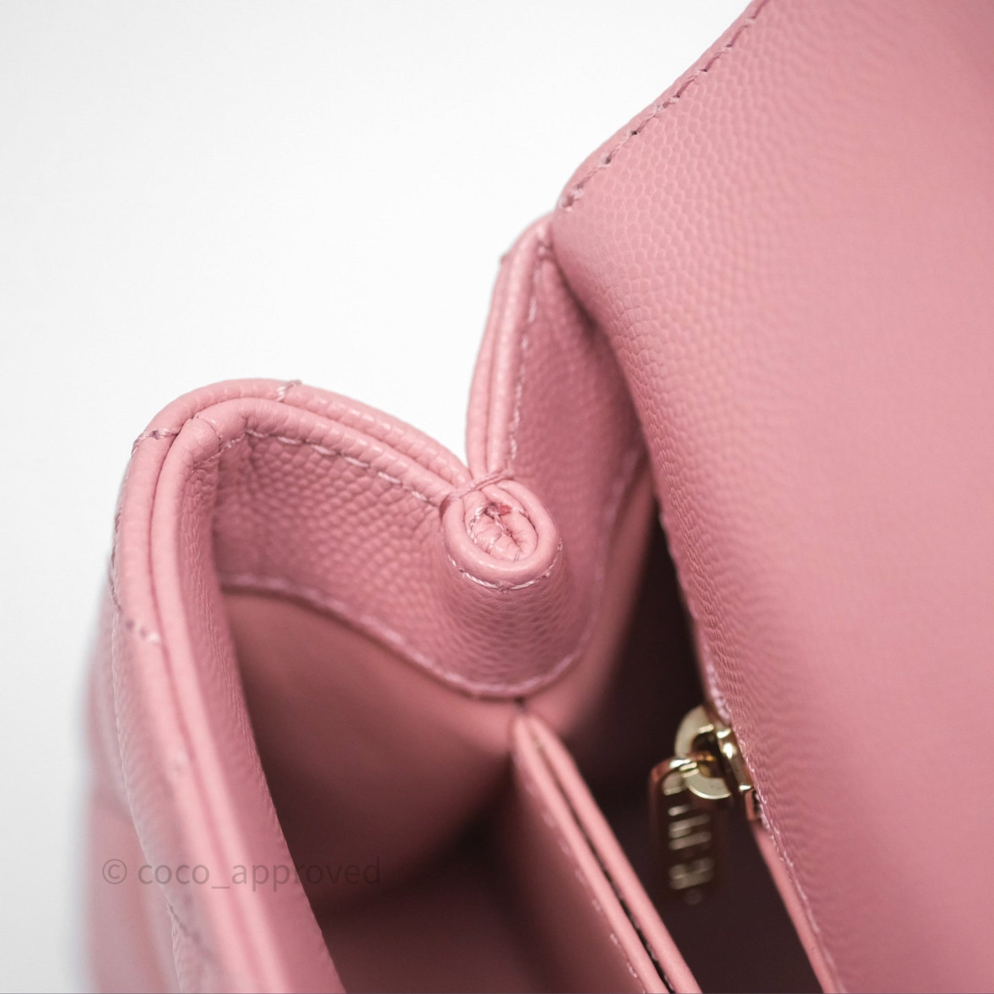 Chanel Mini Coco Handle Quilted Pink Caviar Gold Hardware