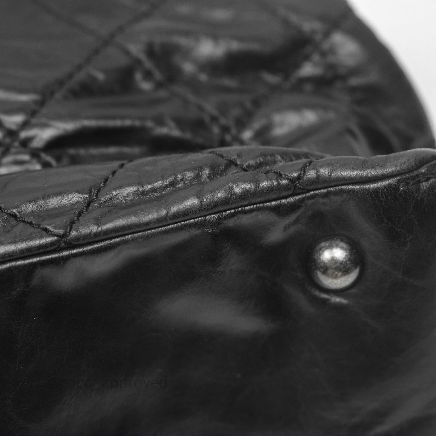 Chanel Quilted Coco Supple Hobo Black Aged Calfskin Ruthenium Hardware