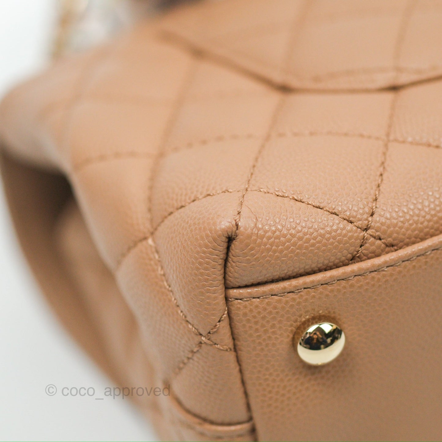 Chanel Small Coco Handle Quilted Beige Caviar Gold Hardware