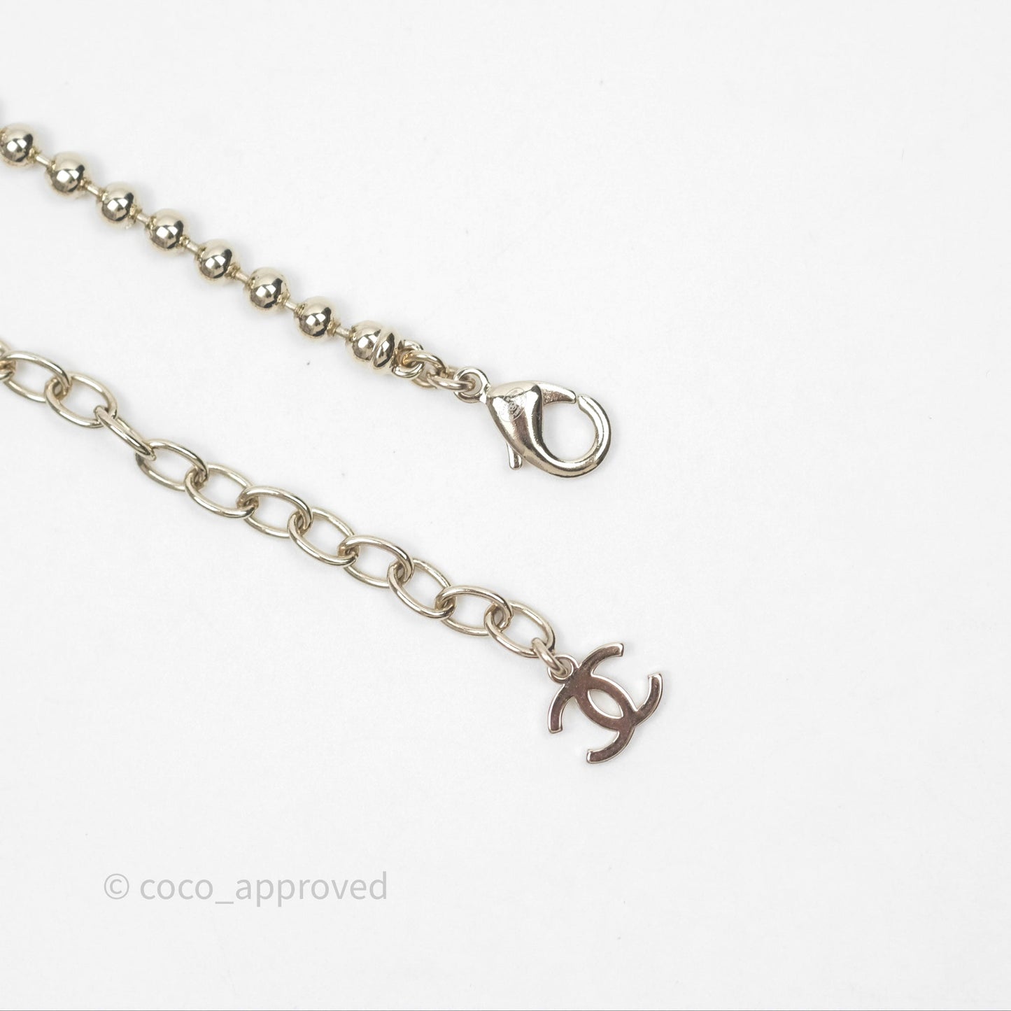 Chanel CC Guitar Drop Necklace Gold Tone 24A
