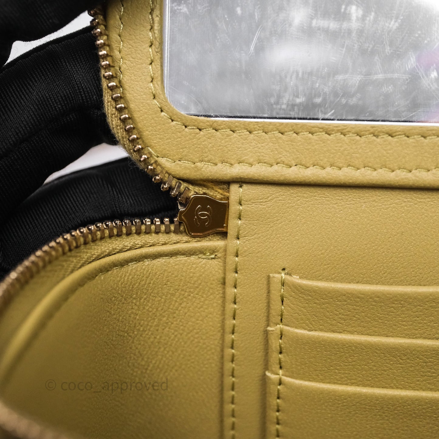 Chanel Top Handle Vanity with Chain Olive Green Lambskin Aged Gold Hardware