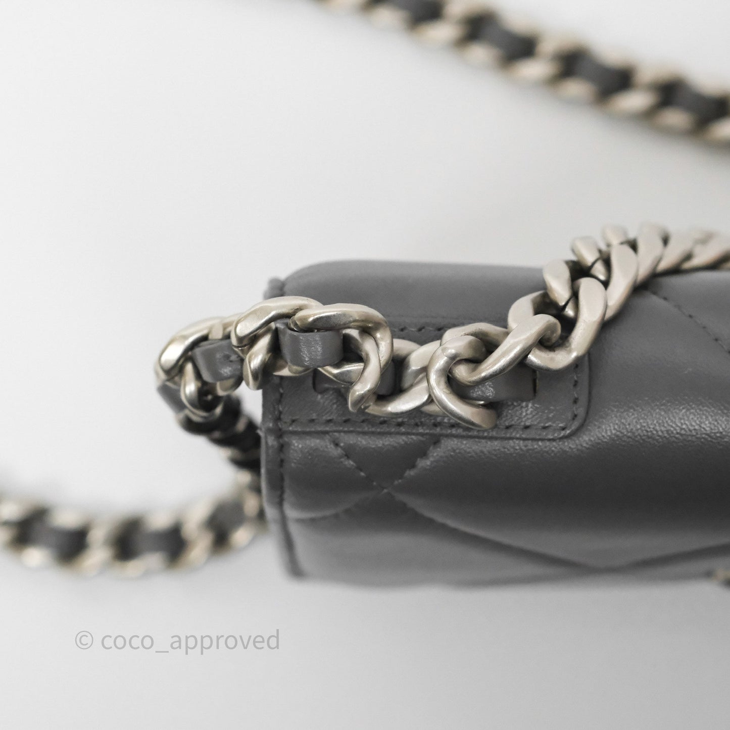 Chanel 19 Wallet on Chain WOC Grey Lambskin Mixed Hardware