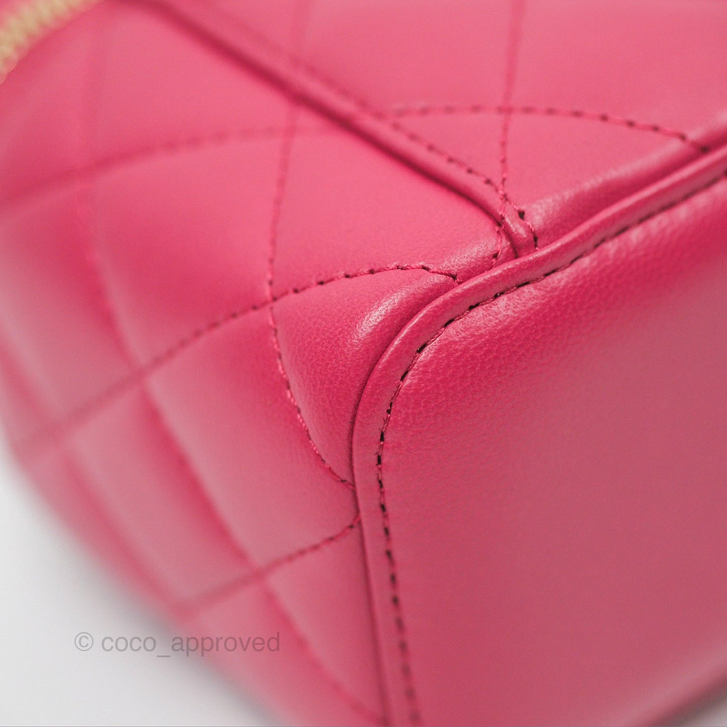 Chanel Mini Top Handle Vanity With Chain Dark Pink Lambskin Aged Gold Hardware