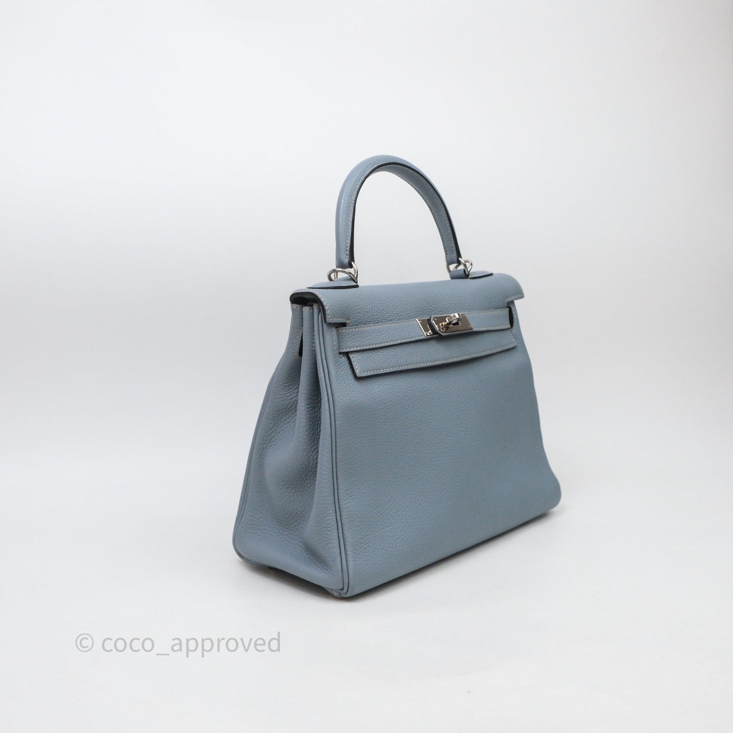 Hermès Kelly 28 Bleu Lin J7 Togo Palladium Hardware