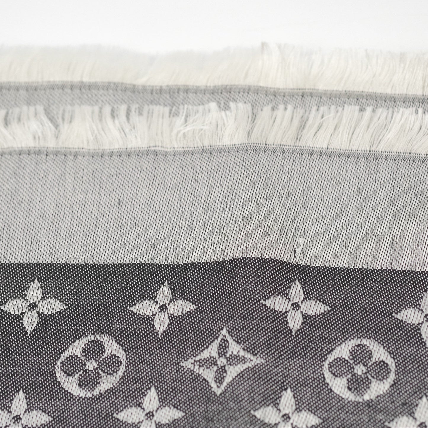 Louis Vuitton Wool Silk Square Scarf Monogram Grey