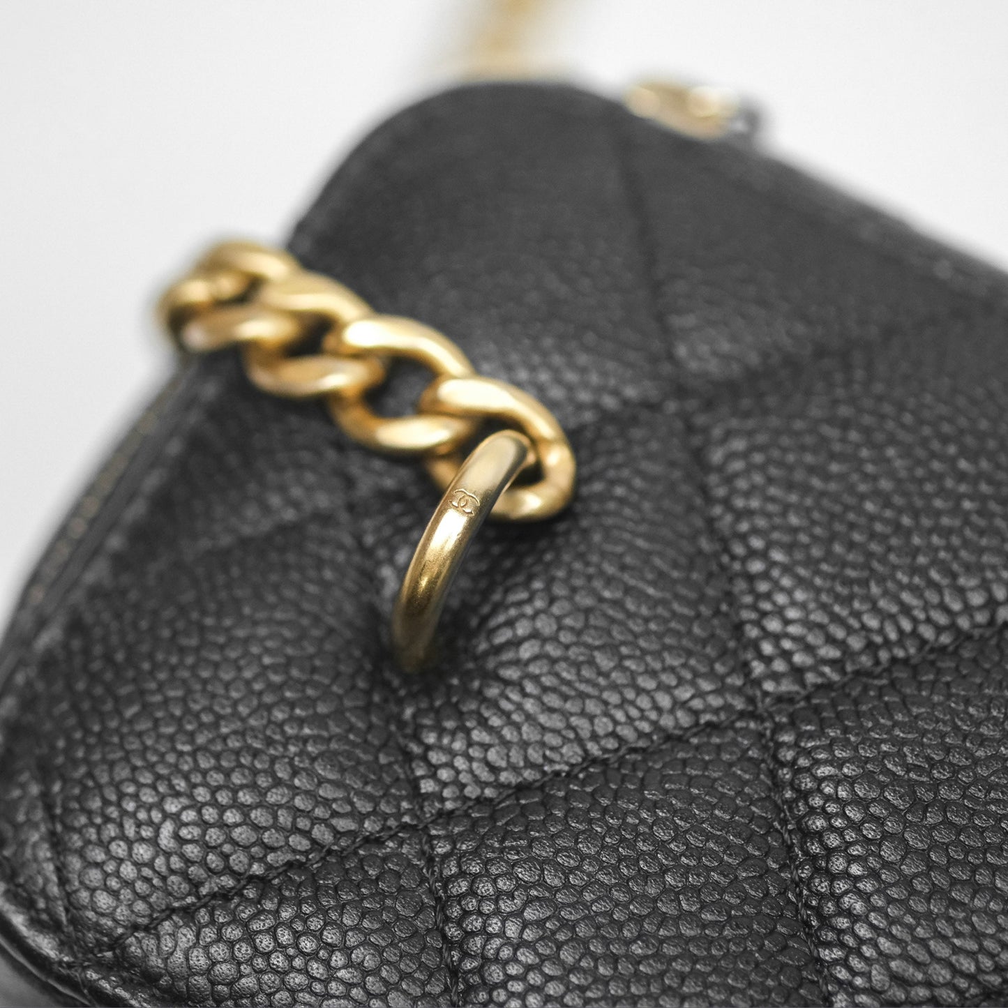 Chanel Vanity with Heart Adjustable Chain Black Caviar Aged Gold Hardware